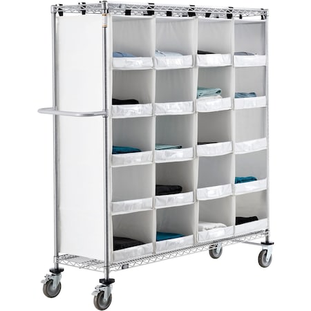 Nexel Stock Picking Truck, Single Sided, 20 Cells, 60inL x 18inW x 69inH, White 800452
